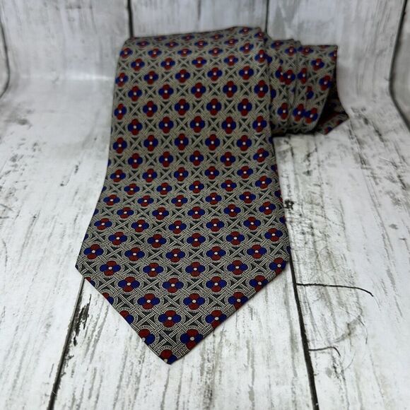 VALENTINO Cravatte Geometric Print  Silk Tie NeckTie Made in Italy - Picture 1 of 5